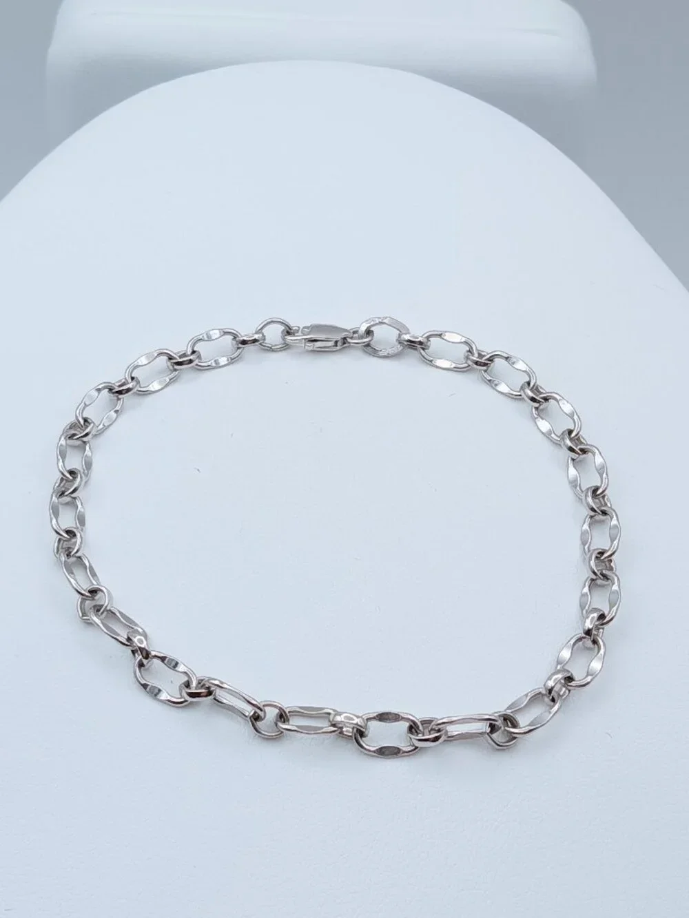 Vintage 925 Sterling Silver Wavy Oval Link Chain Bracelet